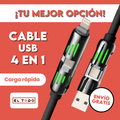 PowerLink Cable 4 en 1⚡- Carga Ultra Rápida 🚀, Versatilidad Total 🔌 y 100% Seguro ✅ (Certificado en la Unión Europea 🇪🇺)