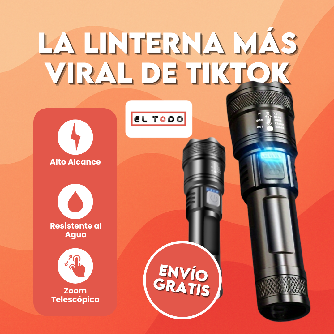 🔦 LuzMax® Pro 500 – Linterna LED Recargable de Alto Alcance y Ultra Potencia 🚨