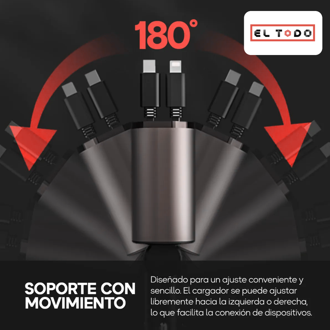 ⚡ ¡Cargador Retráctil 4 en 1! Conéctalo al encendedor y olvídate del desorden 🔌🚗